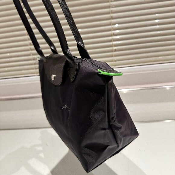 Longchamp Le Pliage Green M Navy Women's Tote Canvas Shoulder Bags Medium - Picture 5 of 9